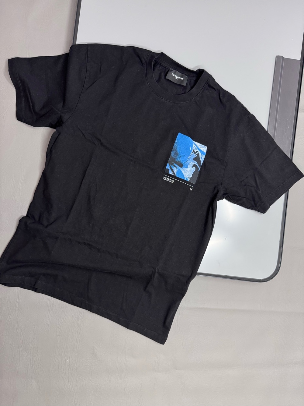 The Kooples Black & Blue Abstract Graphic T-Shirt Size M